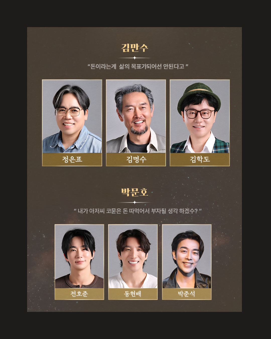 김만수 역 정은표·김명수·김학도, 박문호 역 전호준·동현배·박준석. 〈이미지 연극 '서울의 별' 제작사 제공〉